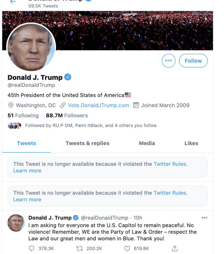 Donald Trump’s Twitter account has been suspended if tweets not removed might face permanent ban-Techweu