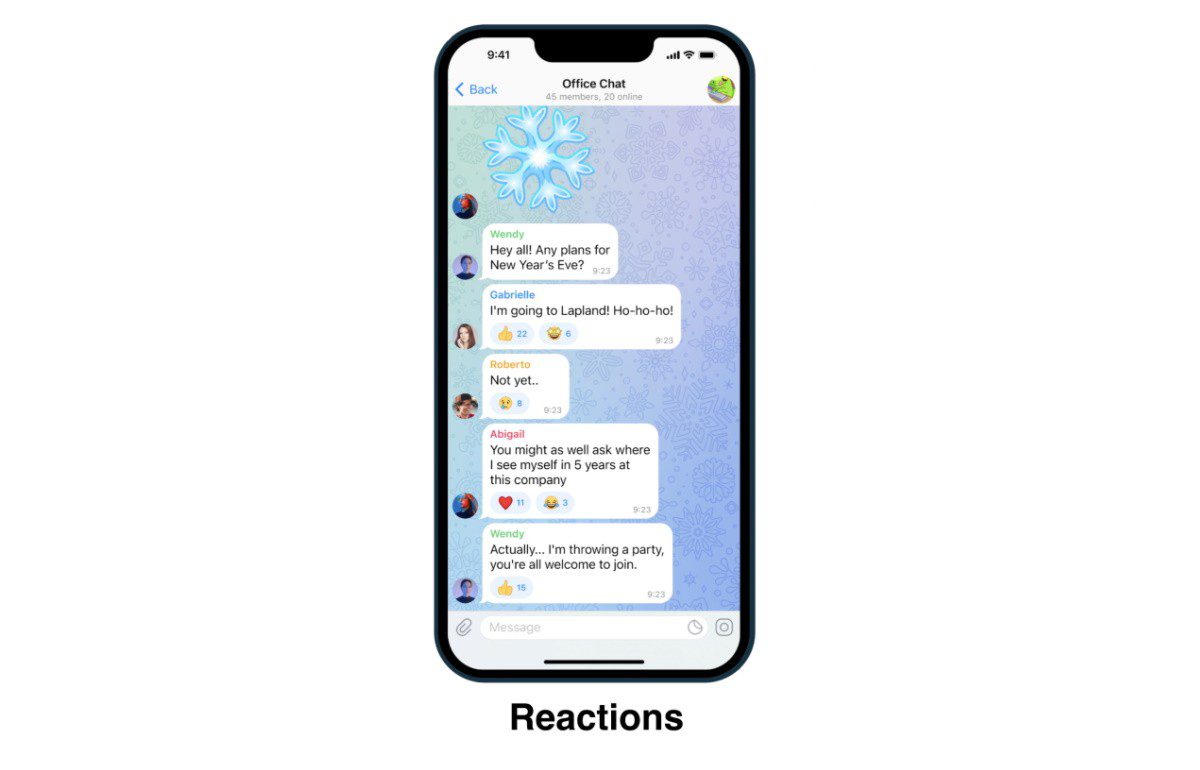 Telegram added reactions, spoilers and message translation