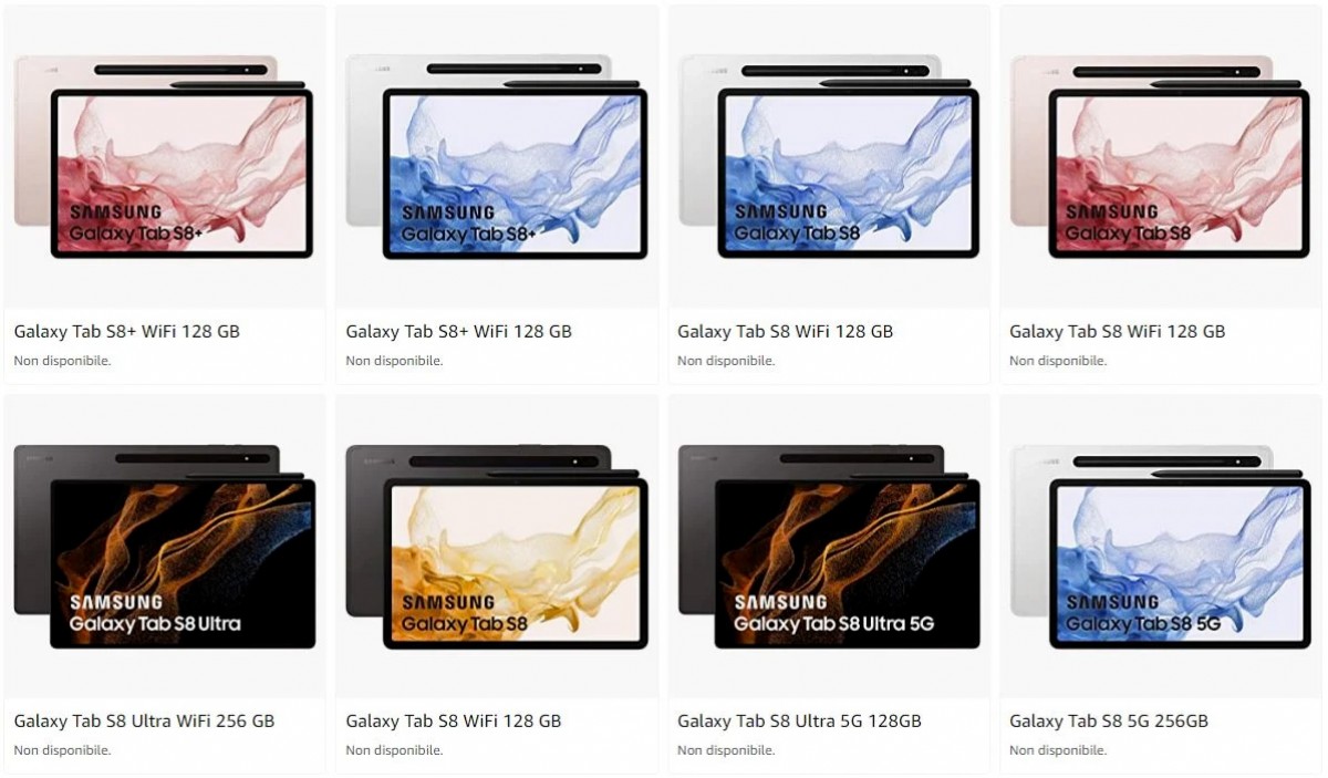 Samsung's Galaxy Tab S8 series briefly pops up on Amazon Italy, revealing everything
