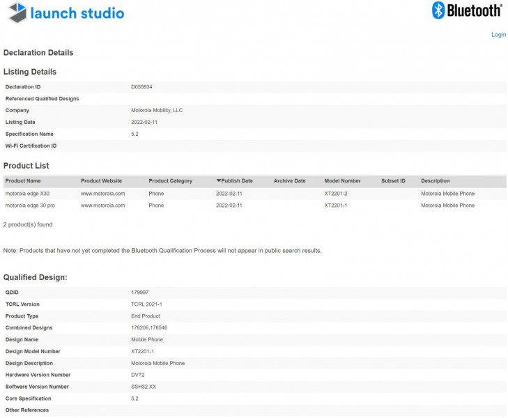 Bluetooth certification confirms the Motorola Edge 30 Pro is a rebranded Edge X30
-Techweu