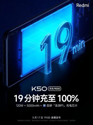 Redmi K50 series is bringing 120W fast charging
-Techweu