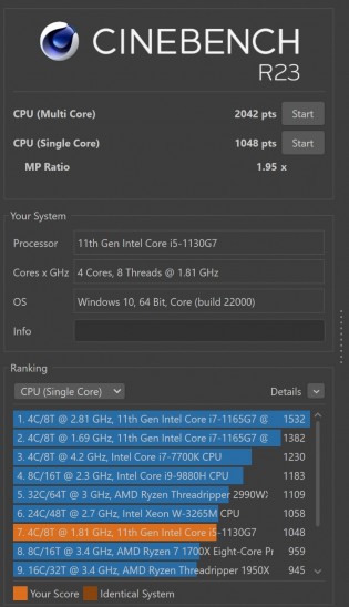 Cinebench performance