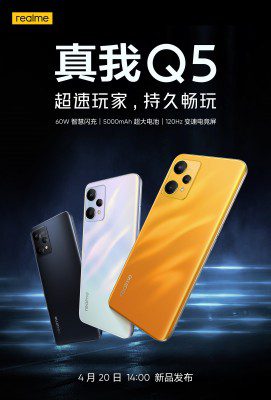 The Realme Q5 will have a 5,000 mAh battery with 60W fast charging