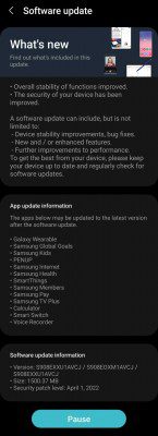 Samsung Galaxy S22 series get new update, April security patch
-Techweu