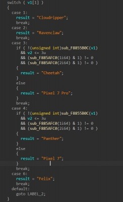 Panther = Pixel 7, Cheetah = Pixel 7 Pro
