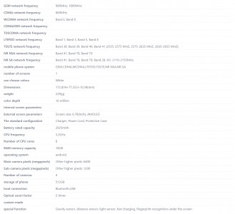The Asus ROG Phone 6 (ASUS_AI2201_B) spec sheet by TENAA