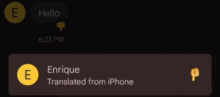 What Android sees when an iPhone reacts to an SMS
