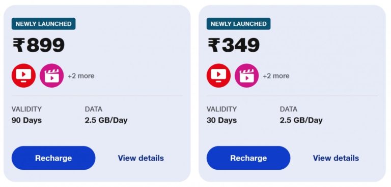 Jio has new 2.5GB/day data plans starting from INR 349
-Techweu